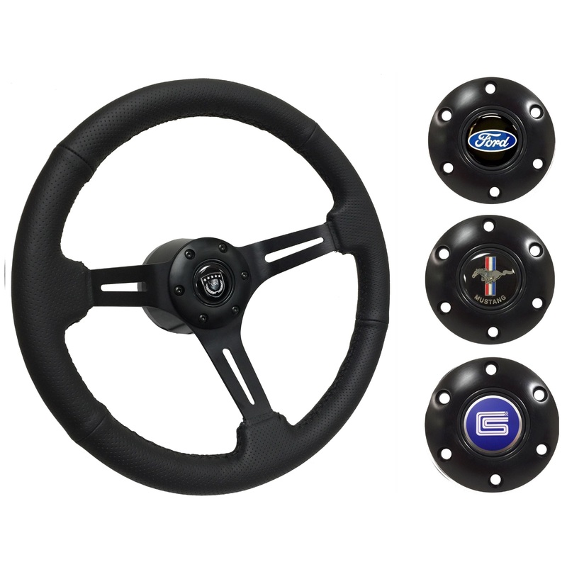 1965-67 Ford Mustang Steering Wheel Kit | Perforated Black Leather