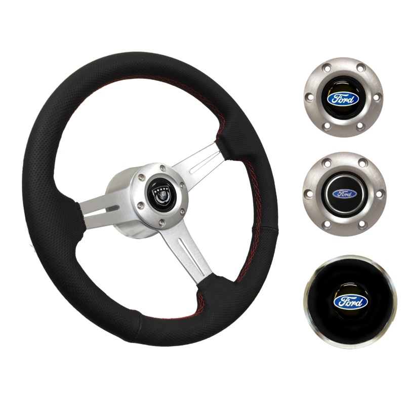 1968-78 Ford Fairlane Steering Wheel Kit | Perforated Leather | ST3587BLK-RED