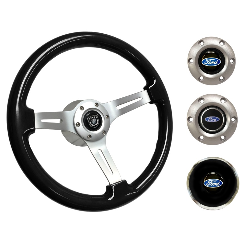 1969, 78-91 Ford Truck Steering Wheel Kit | Black Ash Wood | ST3074