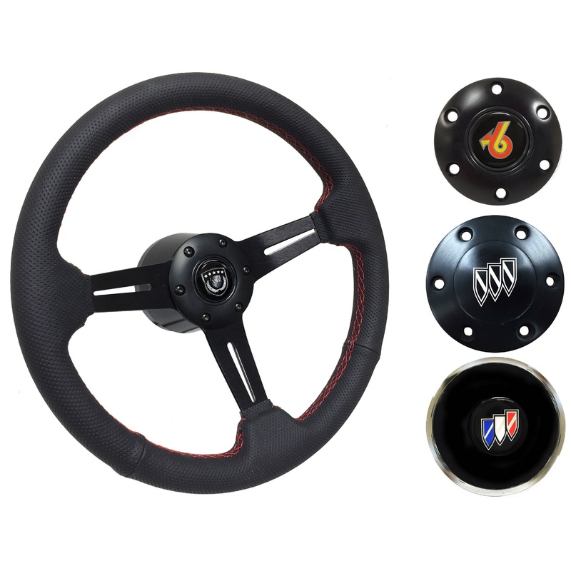 1969-89 Buick Telescopic Steering Wheel Kit | Perforated Black Leather | ST3586RED