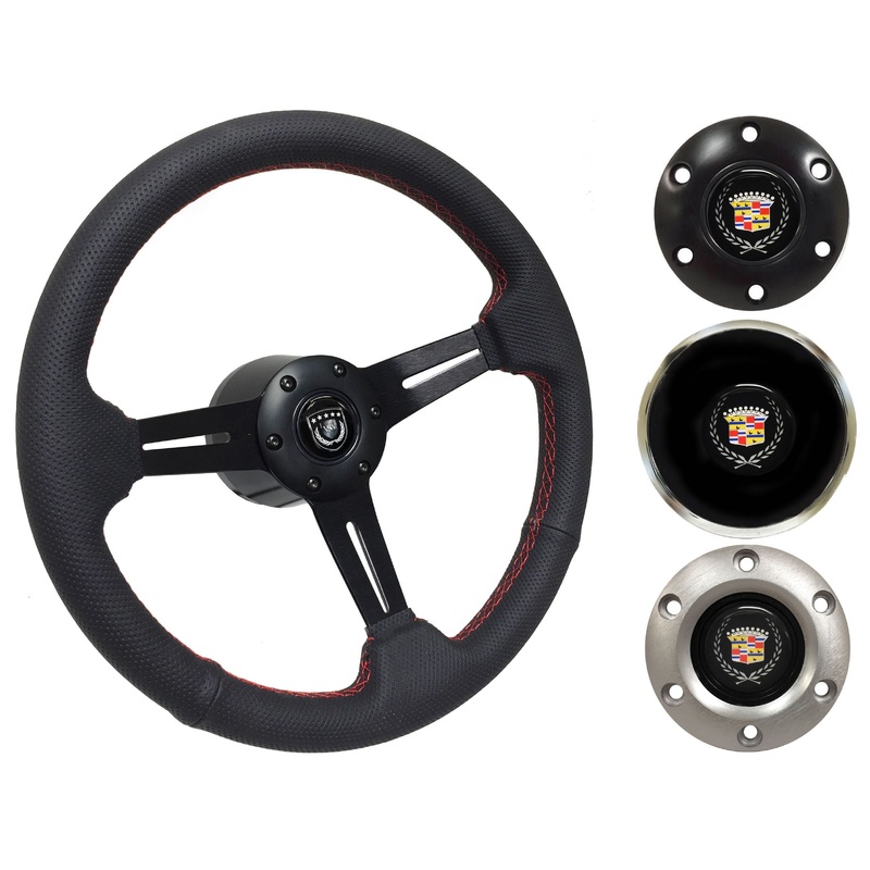 1969-89 Cadillac Steering Wheel Kit | Perforated Black Leather | ST3586RED