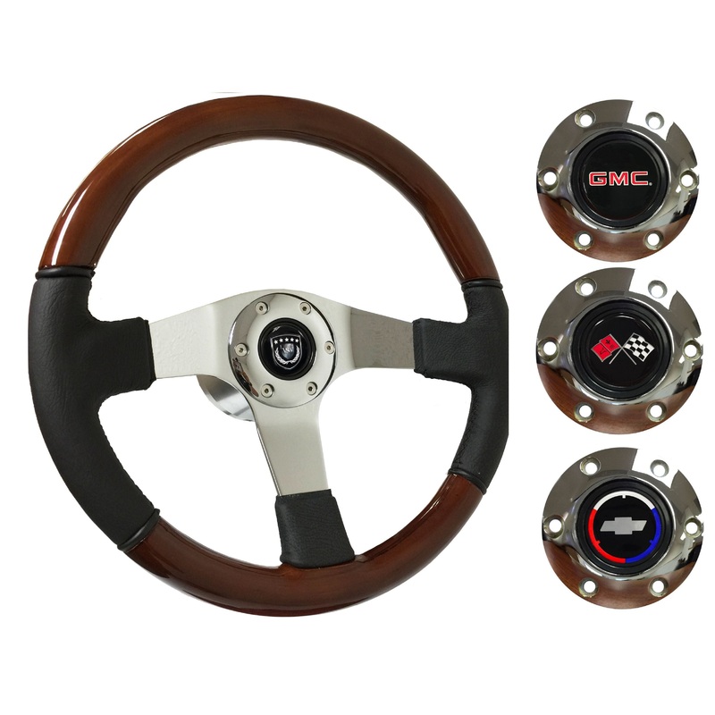 1974-94 Chevy Truck, GMC Steering Wheel Kit | Mahogany Wood – Leather | ST3019