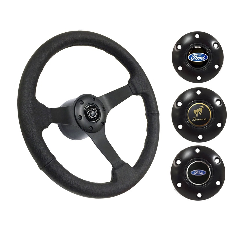 1975-77 Ford Bronco Steering Wheel Kit | Black Leather | ST3160BLK