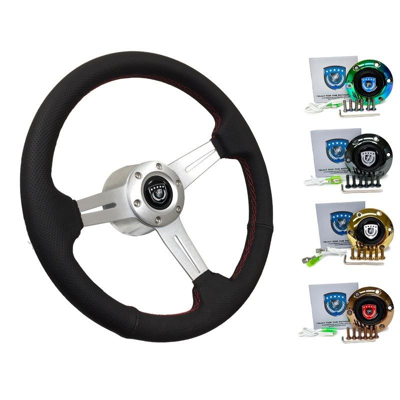1989-04 Nissan GTR (R32) Steering Wheel Kit | Perforated Leather | ST3587BLK-RED
