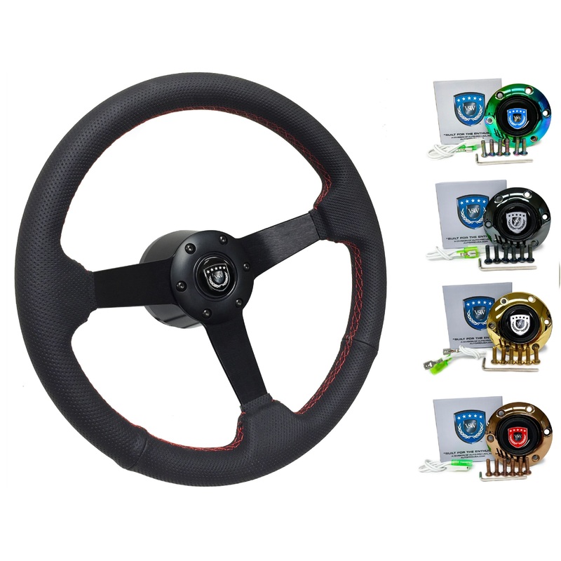 1998+ Volkswagen Beetle Steering Wheel Kit | Perforated Black Leather | ST3602RED