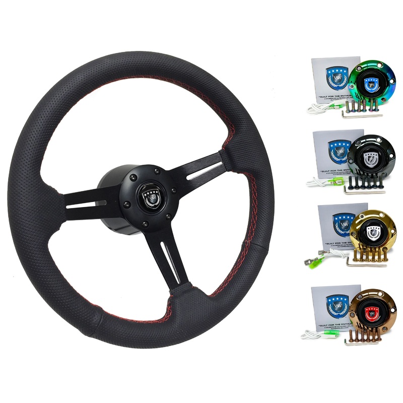 Toyota Matrix Steering Wheel Kit | Perforated Black Leather | ST3586RED