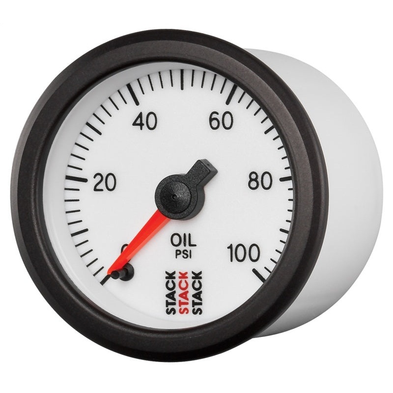 Autometer Stack 52mm 0-100 PSI 1/8in NPTF Male Pro Stepper Motor Oil Pressure Gauge – White