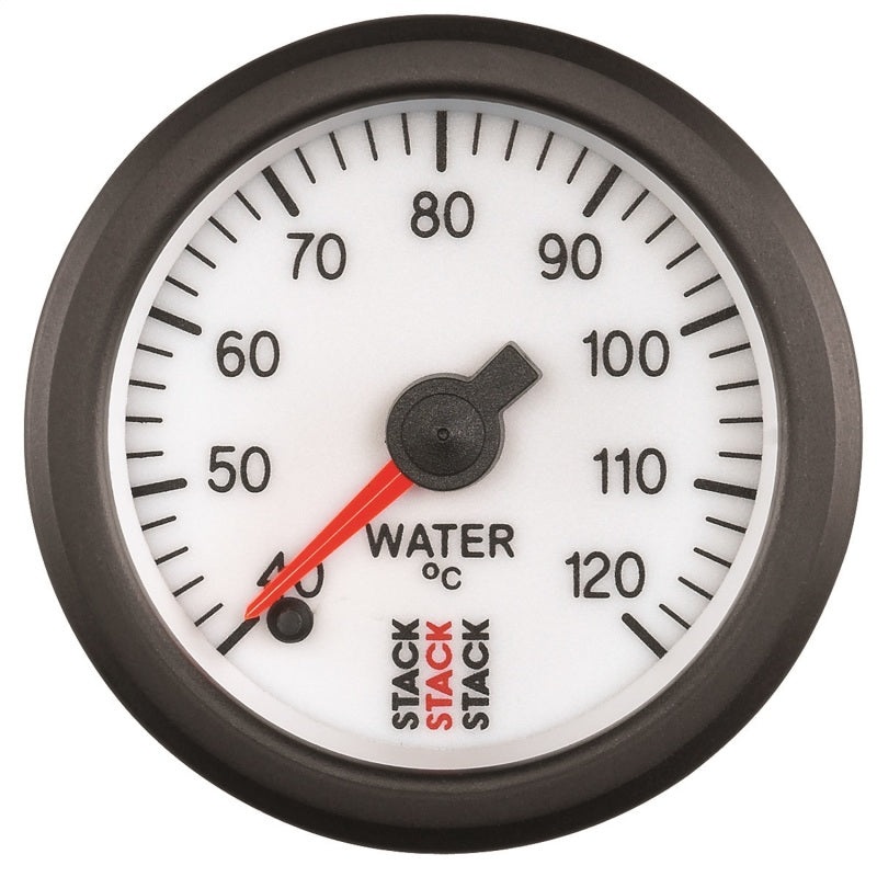 Autometer Stack 52mm 40-120 Deg C 1/8in NPTF Male Pro Stepper Motor Water Temp Gauge – White