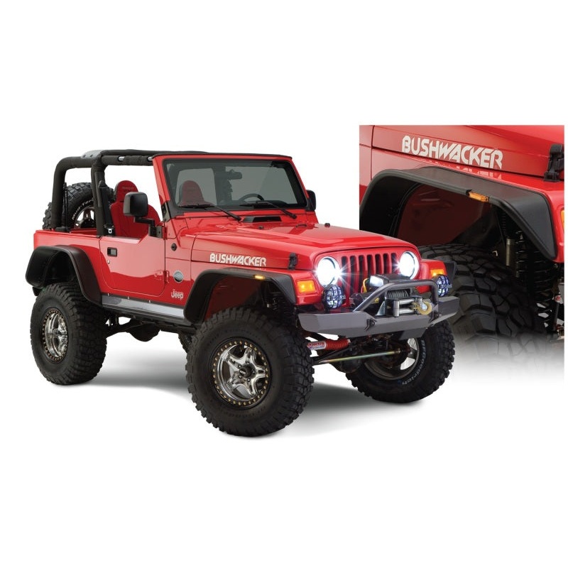 Bushwacker 97-06 Jeep Wrangler Flat Style Flares 4pc – Black