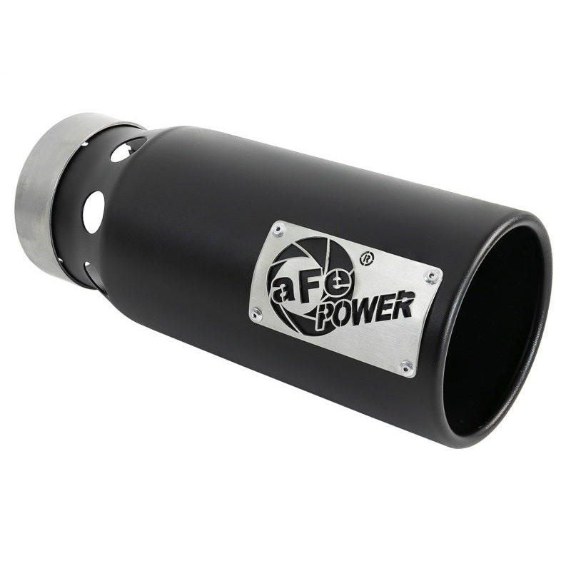 aFe SATURN 4S 4in SS Intercooled Exhaust Tip – Black 4in In x 5in Out x 12in L Bolt-On