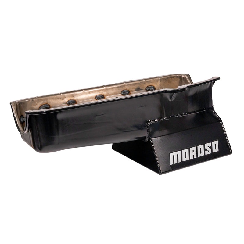 Moroso Pre-80 Chevrolet Small Block (w/Driver Side Dipstick) Wet Sump 7qt 8.25in Steel Oil Pan -Blk