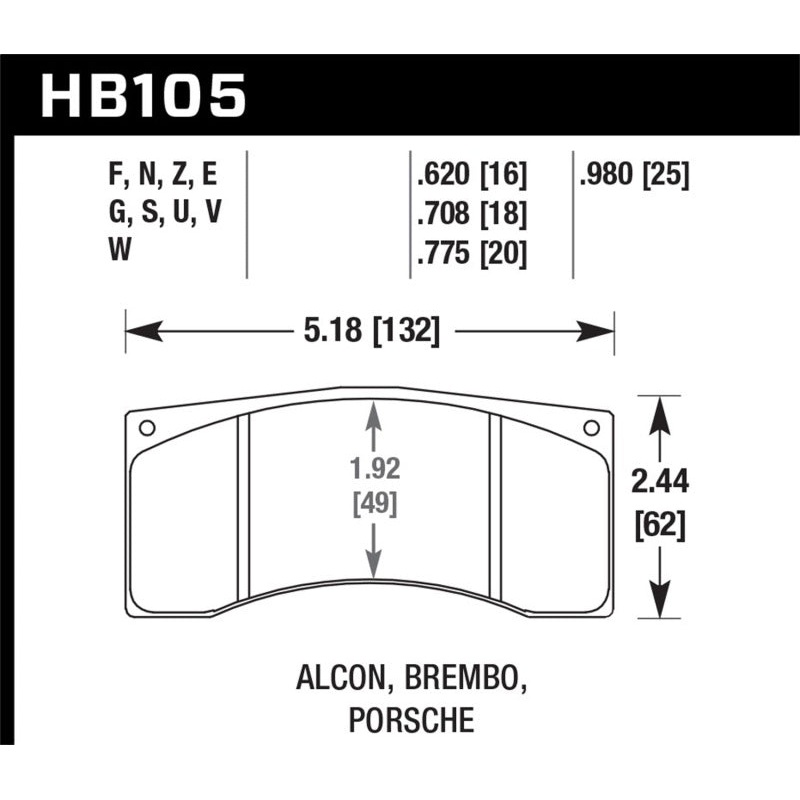 Hawk Alcon B/MB4/ Brembo XA2.E5.01/04 / XA5.90.01/04 / XA6.H7.11/14 DTC-70 Race Brake Pads