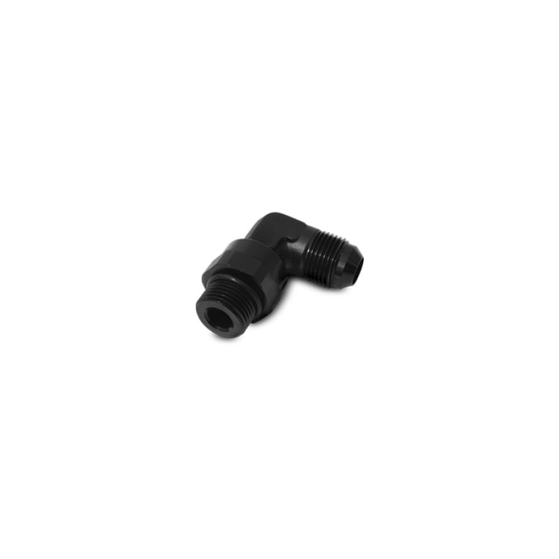 Vibrant -8AN Male Flare to Male -6AN ORB Swivel 90 Degree Adapter Fitting – Anodized Black