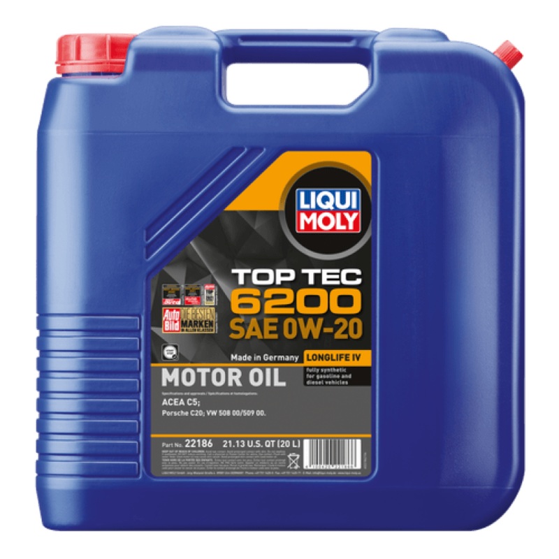 LIQUI MOLY 20L Top Tec 6200 Motor Oil SAE 0W20