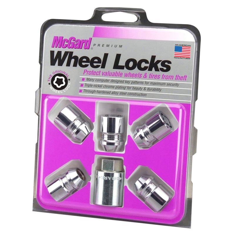 McGard Wheel Lock Nut Set – 5pk. (Cone Seat) M12X1.5 / 13/16 Hex / 1.28in. Length – Chrome
