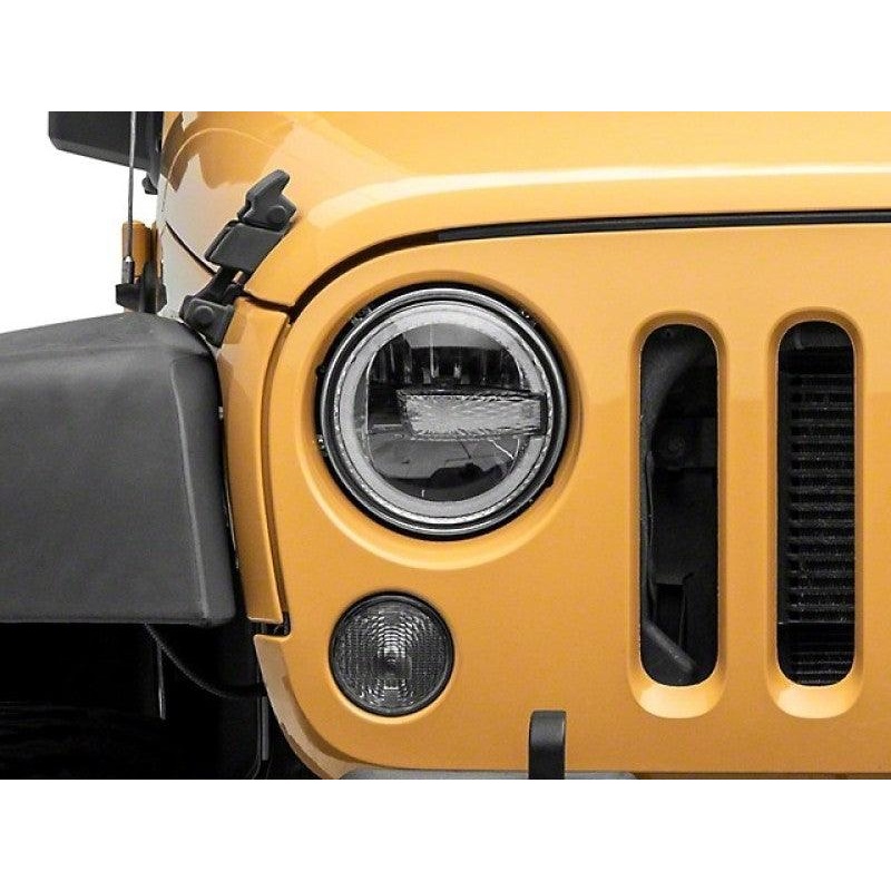 Raxiom 97-18 Jeep Wrangler TJ/JK 7-Inch LED Headlights w/ Halos- Black Housing (Clear Lens)