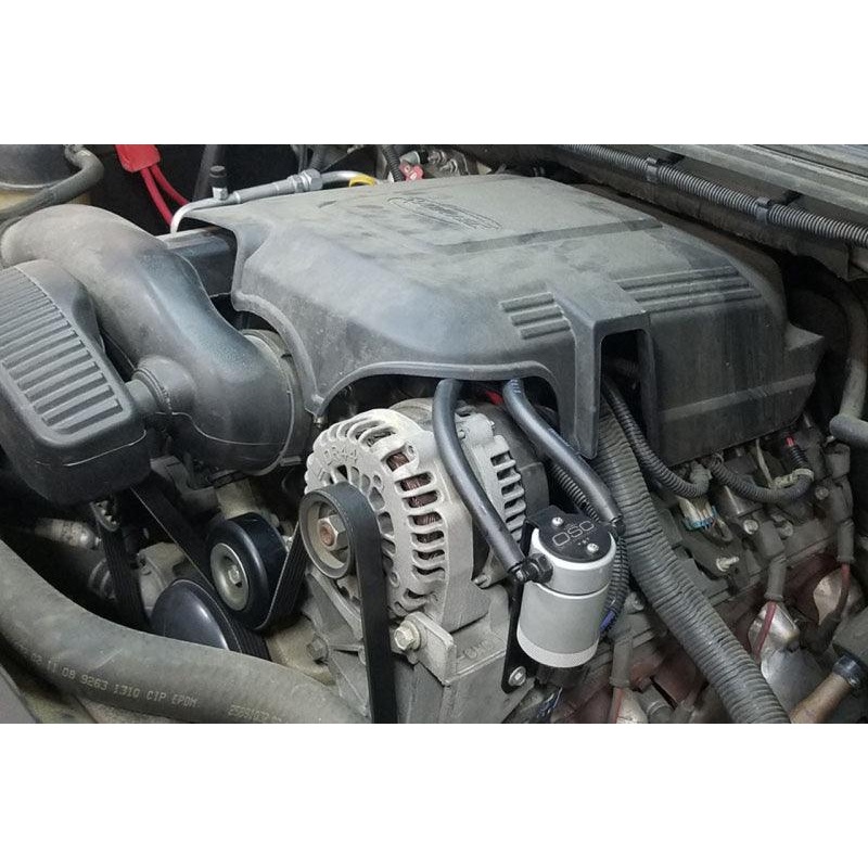 J&L 97-13 Chevy/GM Truck/SUV 4.8L/5.3L/6.0L/6.2L Driver Side Oil Separator 3.0 – Clear Anodized