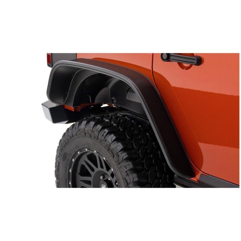 Bushwacker 07-18 Jeep Wrangler Unlimited Flat Style Flares 2pc 4-Door Sport Utility Only – Black