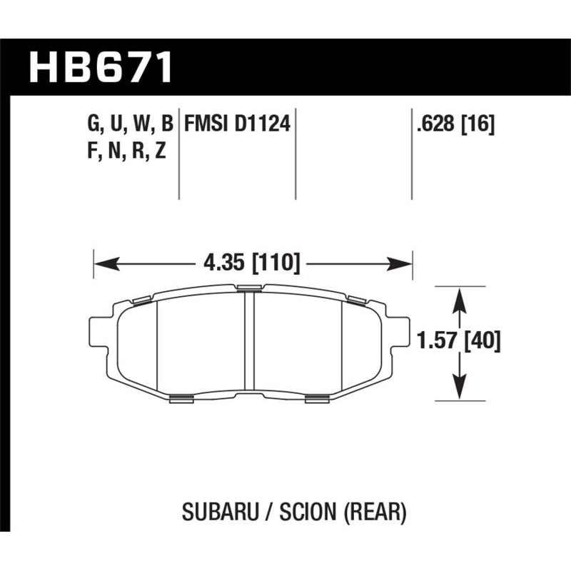 Hawk 13-16 Scion FR-S 2.0L Base OE Incl.Clips Shims Rear ER-1 Brake Pads