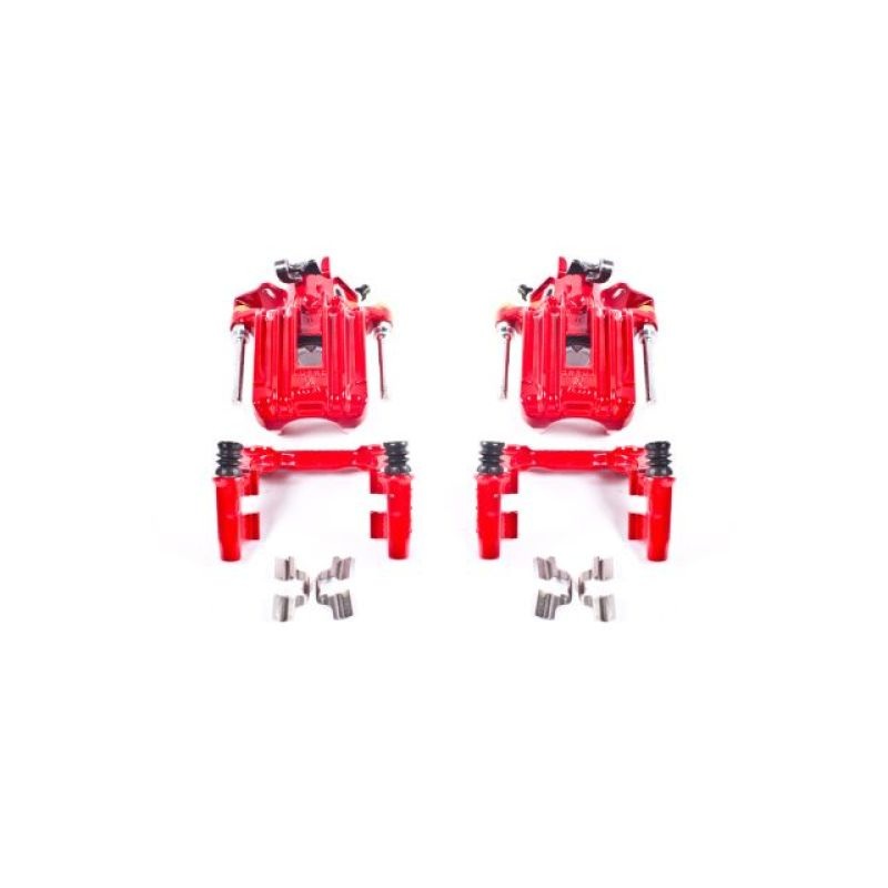 Power Stop 00-06 Audi TT Quattro (w/Non Vented Rotors Only) Rear Red Calipers w/Brackets – Pair