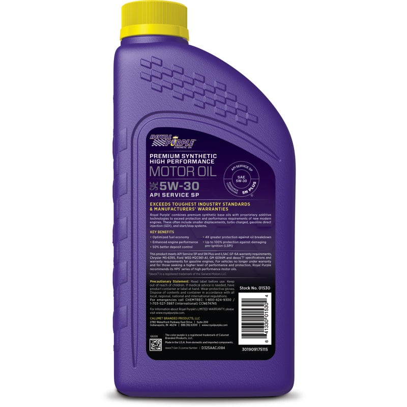 Royal Purple Premium Synthetic High Performance Multi-Grade 5W-30 Motor Oil – 1 Quart