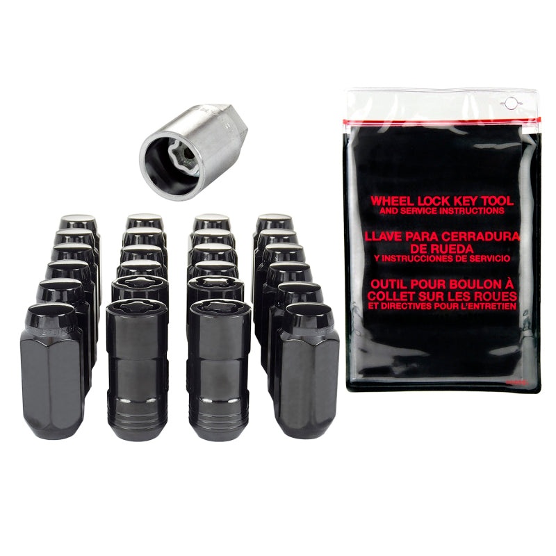 McGard 6 Lug Hex Install Kit w/Locks (Cone Seat Nut) M14X1.5 / 22mm Hex / 1.945in. Length – Black