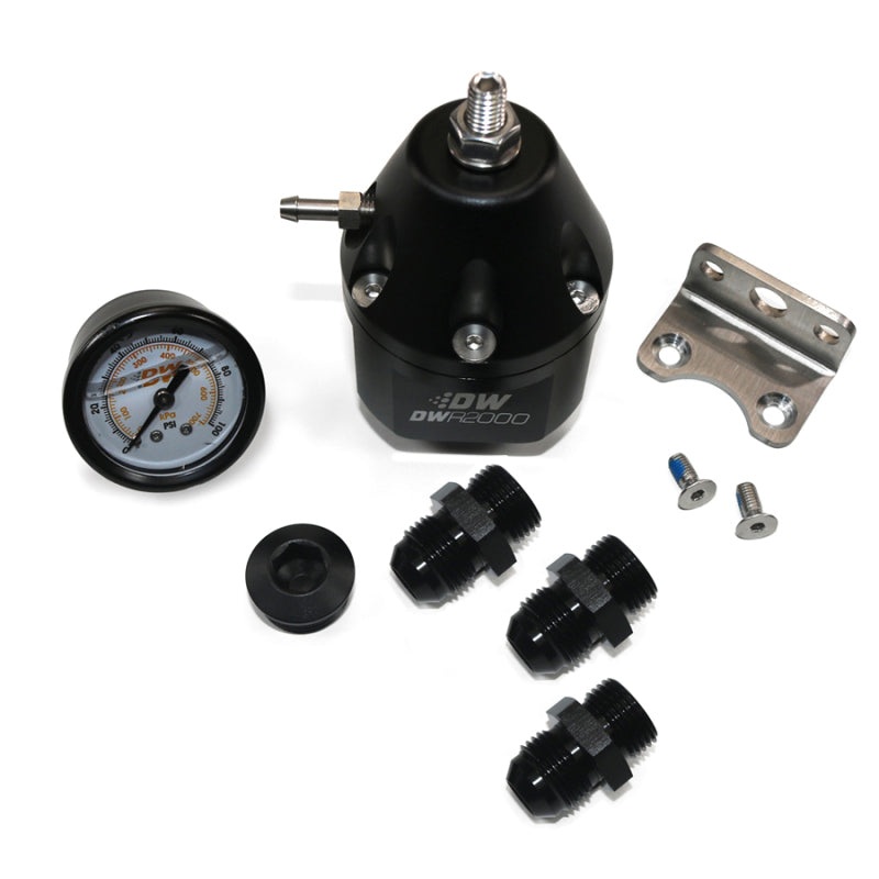 DeatschWerks DWR2000 AFPR + Pressure Gauge + 10AN & 8AN Fittings – Anodized Black