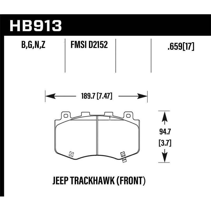 Hawk 18-19 Jeep Grand Cherokee Trackhawk HPS 5.0 Front Brake Pads