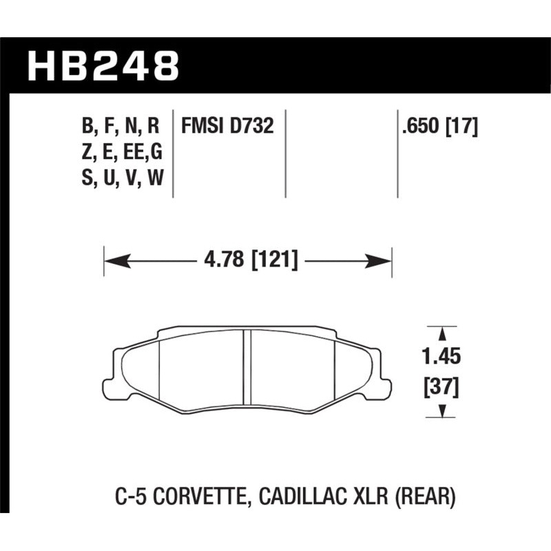 Hawk 97-06 Corvette (incl C5 Z06) HP+ Street Rear Brake Pads