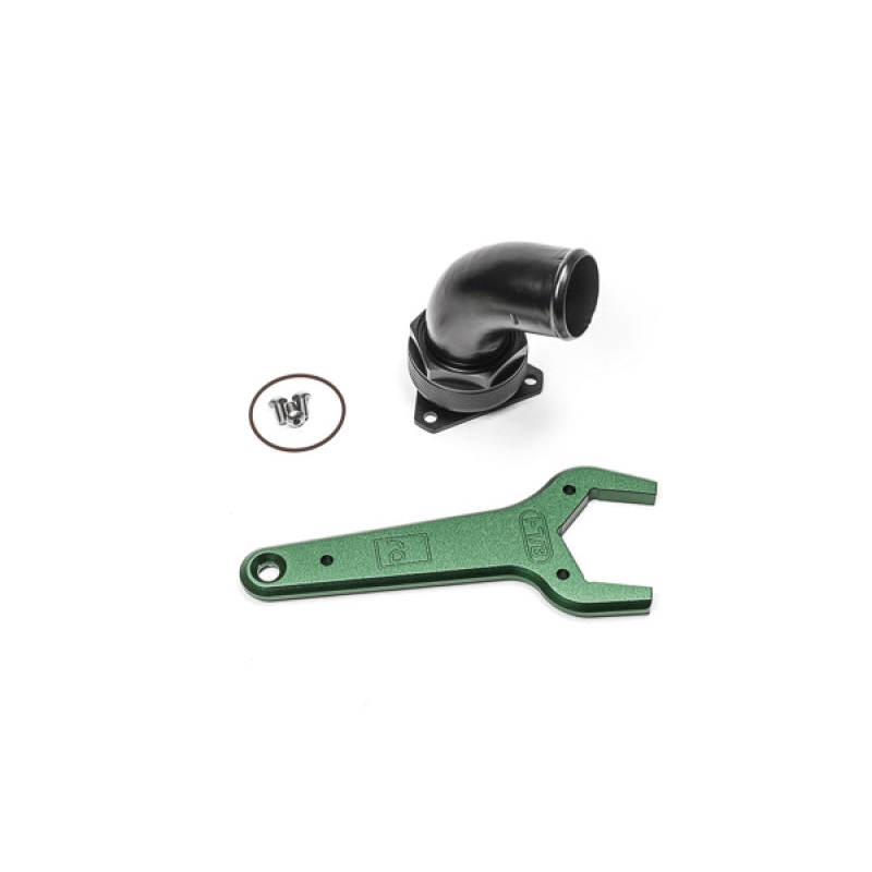 Radium Engineering FCST-X 3-Bolt Remote Mount Fill Neck – 24AN Elbow – 1.5in Barb