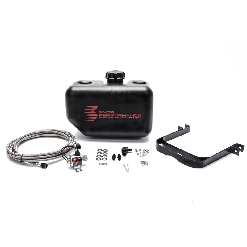 Snow Performance Water Tank Upgrade 2.5gal Braided SS Line w/Bracket/Solenoid/Hose/Fittings