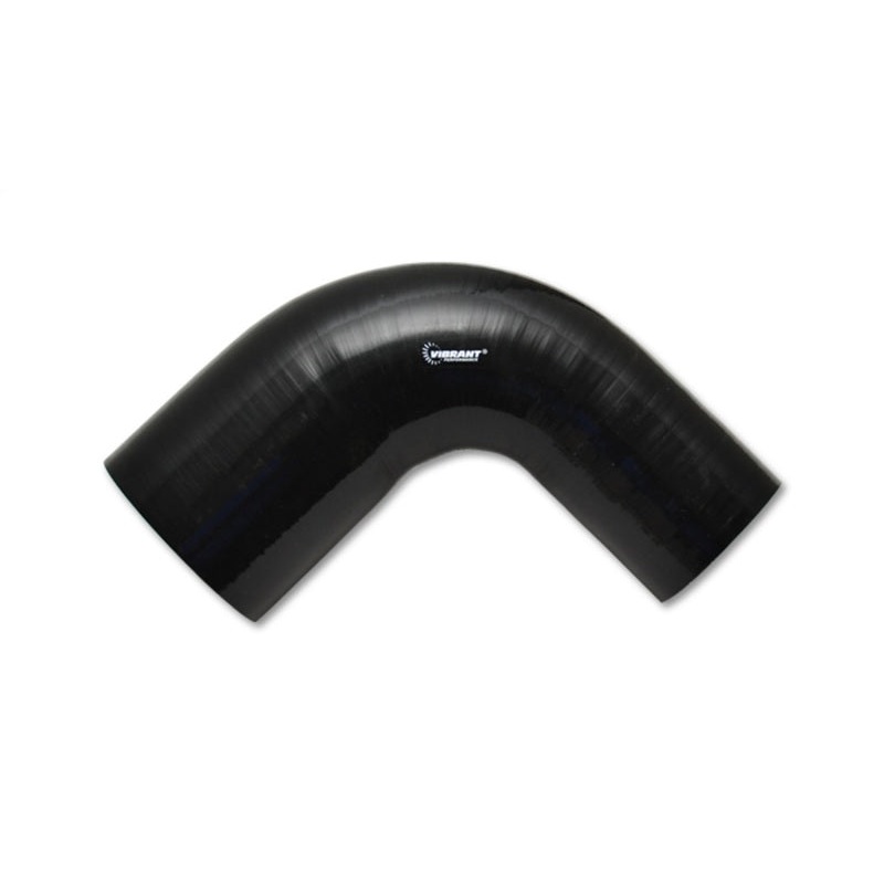 Vibrant 4 Ply Reinforced Silicone 90 degree Transition Elbow – 3in I.D. x 4in I.D. (BLACK)
