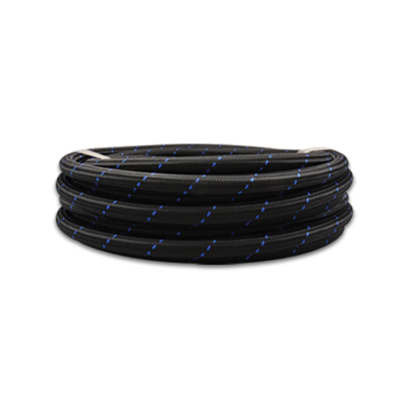 Vibrant -8 AN Two-Tone Black/Blue Nylon Braided Flex Hose (20 foot roll)