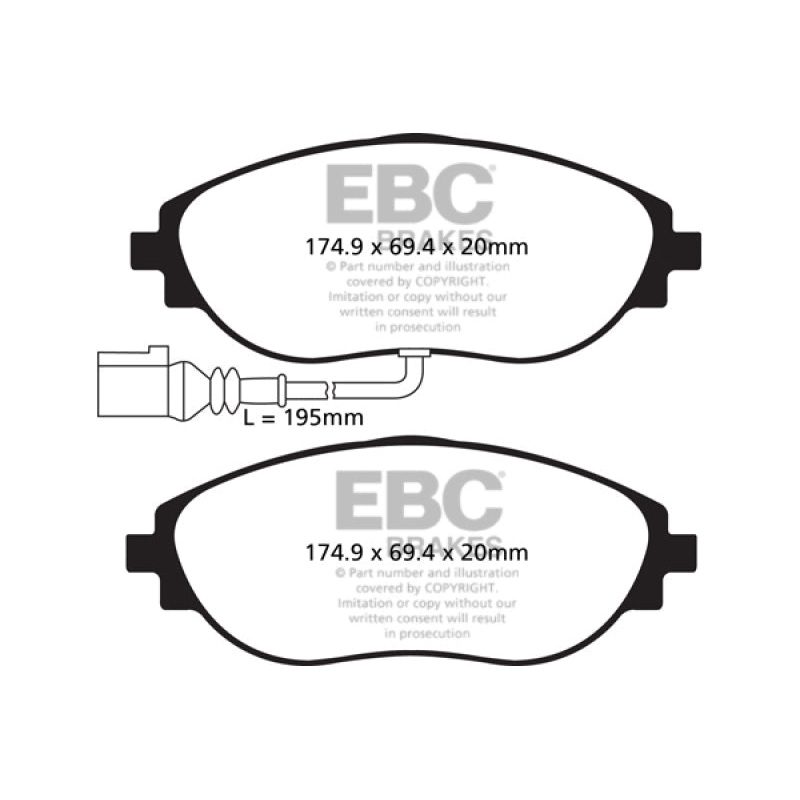 EBC 14+ Audi S3 2.0 Turbo Redstuff Front Brake Pads