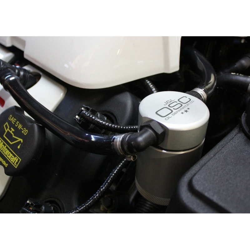 J&L 2011-2017 Mustang GT; 2015-2020 GT350 Passenger Side Oil Separator 3.0 – Clear Anodized