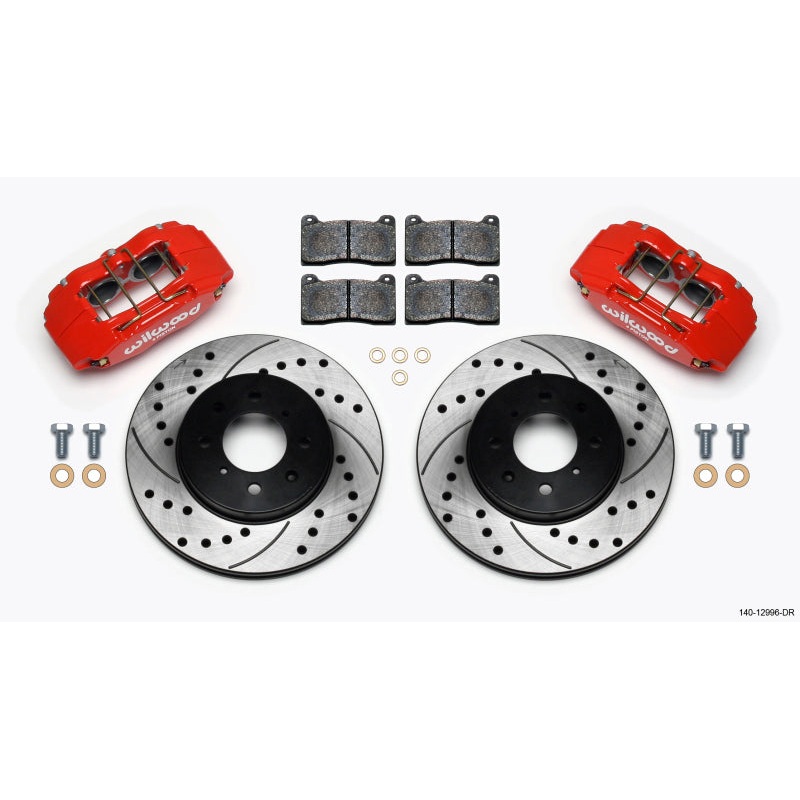 Wilwood DPHA Front Caliper & Rotor Kit Drill Red w/ 262mm OE Rotor 1992-2000 Honda Civic / 1990-2001 Acura Integra