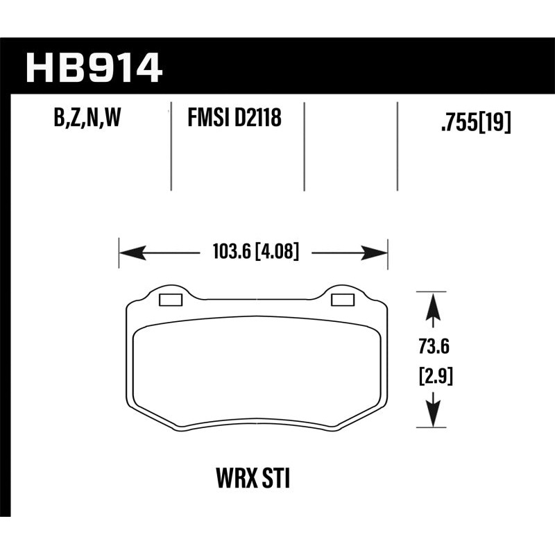 Hawk 2018 Subaru WRX STI HP Plus Rear Brake Pads