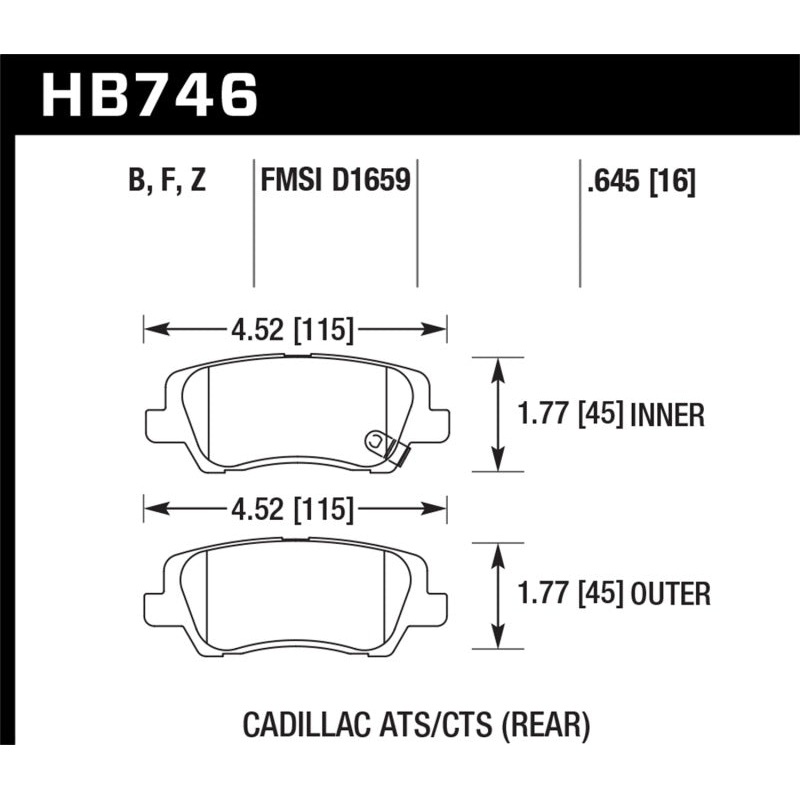 Hawk Cadillac 13-16 ATS / 14-15 CTS HPS Rear Brake Pads