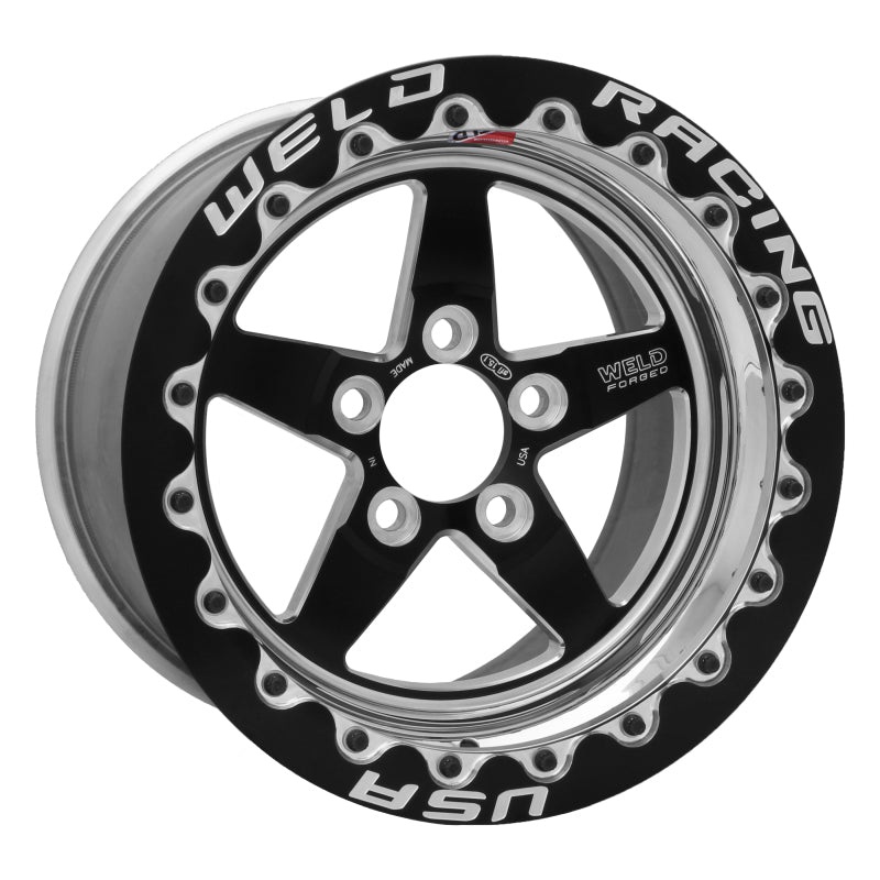 Weld S71 15×10.33 / 5×4.5 BP / 7.5in. BS Black Wheel (Medium Pad) – Black Single Beadlock MT