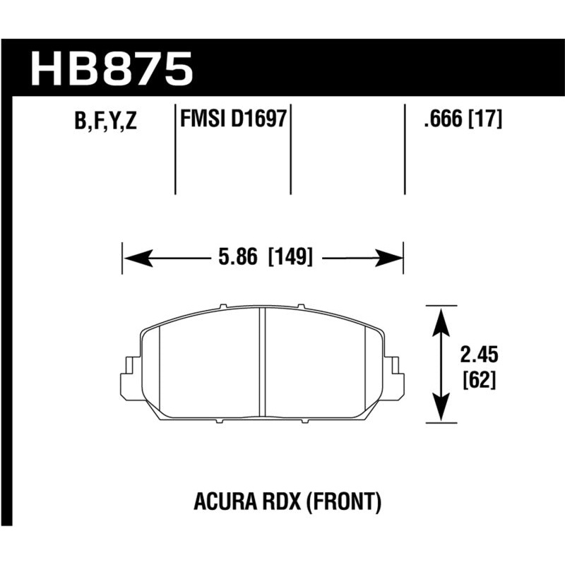 Hawk 14-17 Acura RDX/RLX HPS 5.0 Front Brake Pads ( does not fit civic Type R)