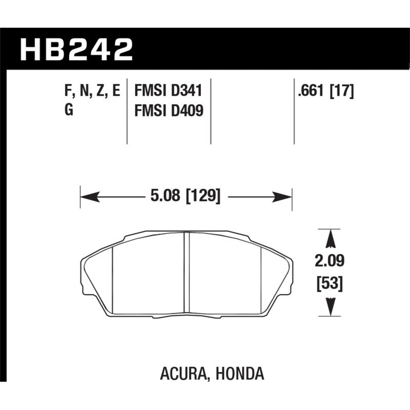 Hawk 90-93 Acura Integra 1.8L GS/LS/RS / 92-93 Integra GSR / 88-91 Prelude 2.0L / 91-93 Del Sol Perf