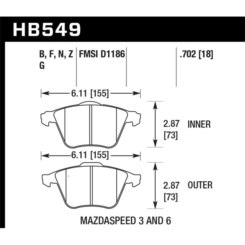 Hawk 07-08 Mazdaspeed3/06-07 Mazdaspeed6 Performance Ceramic Street Front Brake Pads