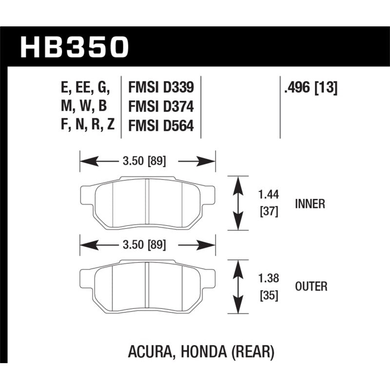 Hawk 90-01 Acura Integra (excl Type R) / 98-00 Civic Coupe Si HP+ Street Rear Brake Pads