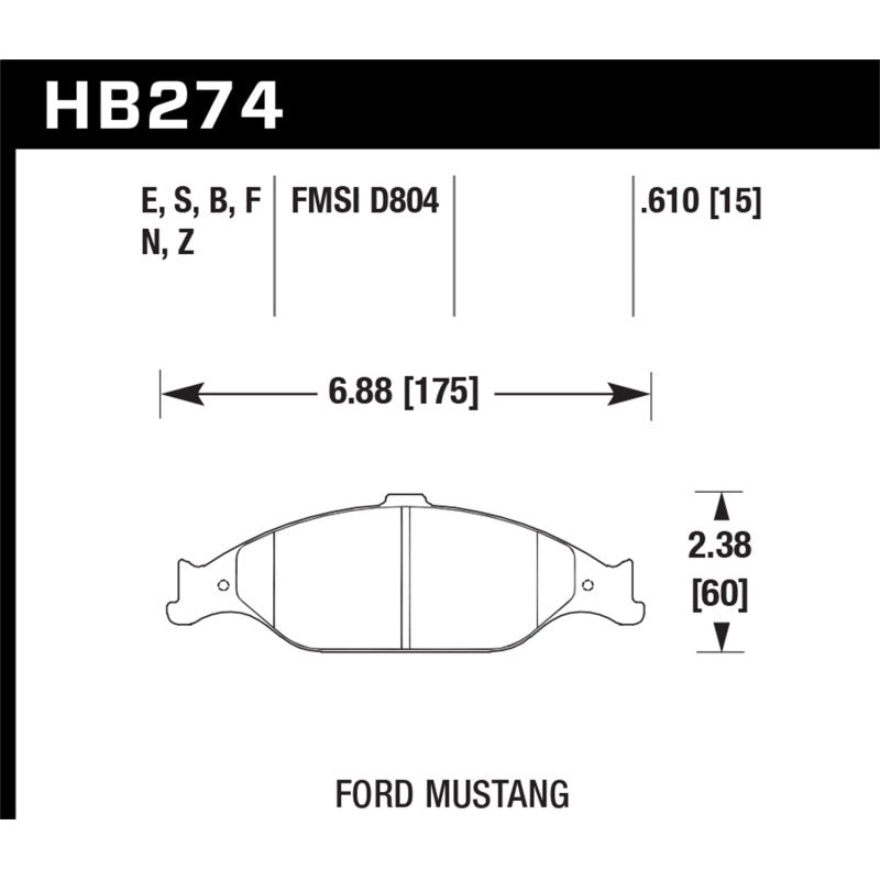 Hawk 96-10 Ford Mustang Blue 9012 Race Front Brake Pads