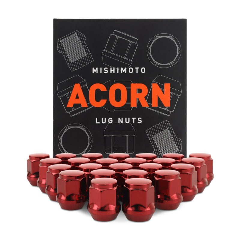 Mishimoto Steel Acorn Lug Nuts M12 x 1.5 – 24pc Set – Red