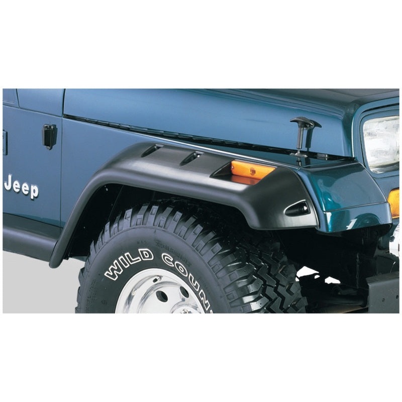 Bushwacker 87-95 Jeep Wrangler Cutout Style Flares 2pc Cutting Optional Not Renegade – Black