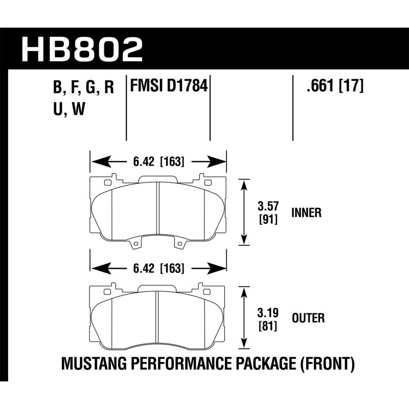 Hawk 15-17 Ford Mustang Performance Package HPS 5.0 Front Brake Pads