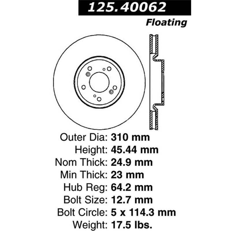 Stoptech 04-08 Acura TL (w/Brembo Calipers) Premium High-Carbon Cryo Front Brake Rotor