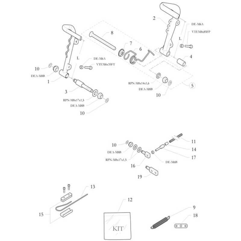 1. 10.7652.00 Birel Gas Pedal Straight L150/12