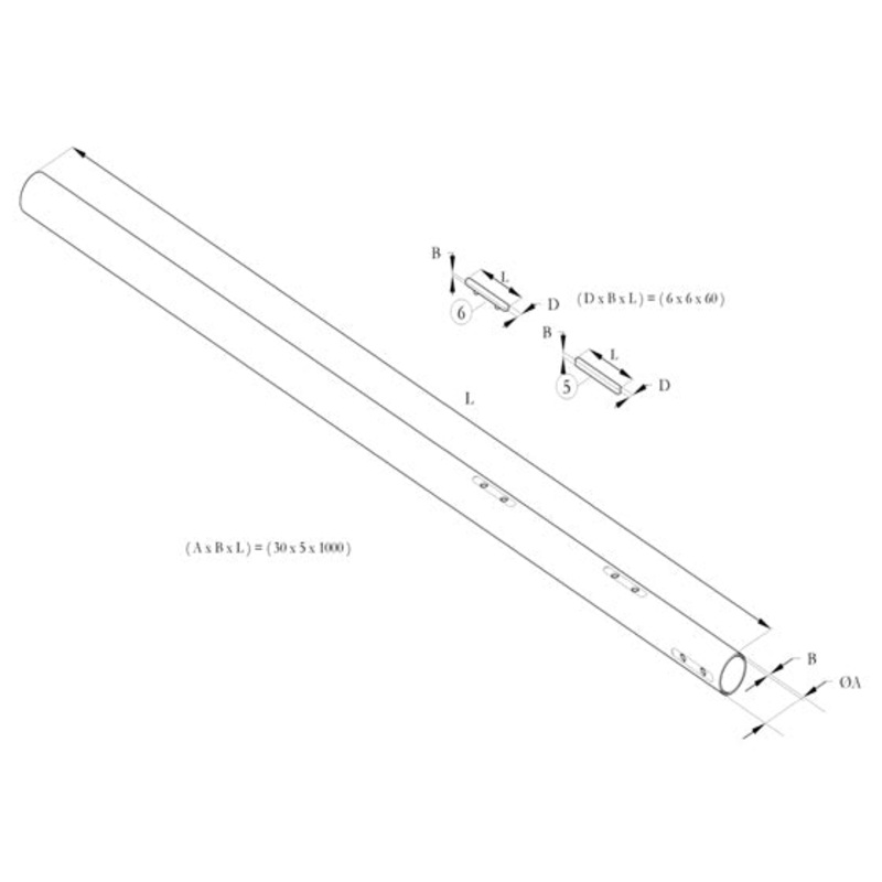 5. 20.1872.06 Birel Axle Key M8x4.5×60
